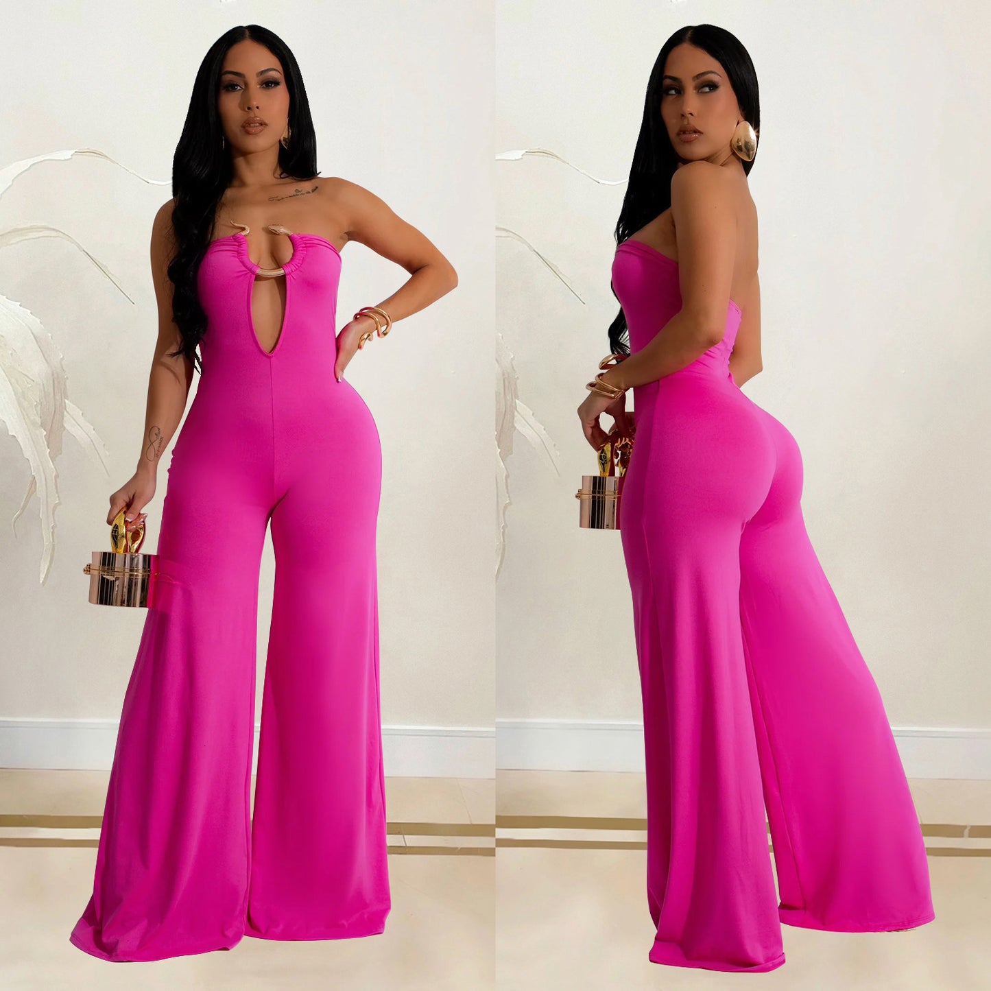 Solid Color Fashion Trousers Jumpsuit