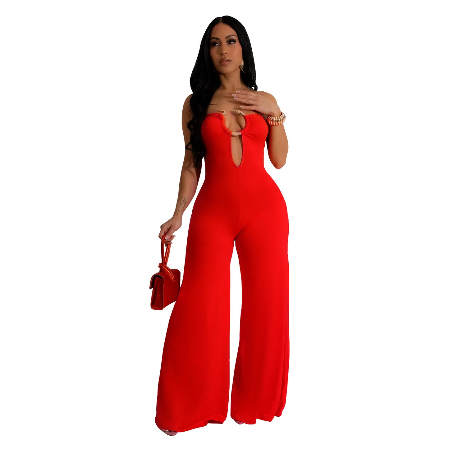 Solid Color Fashion Trousers Jumpsuit