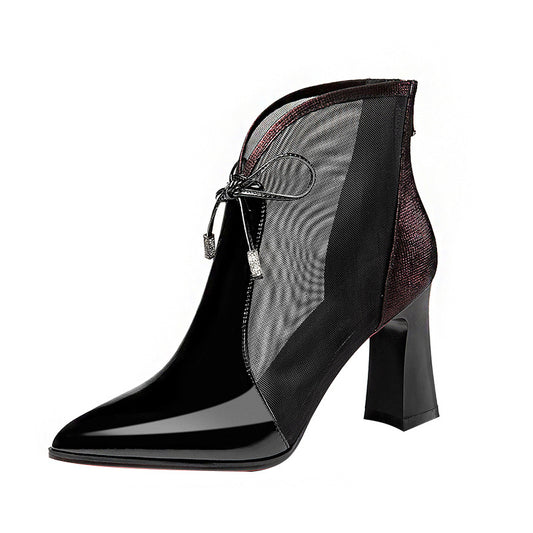 Patent Leather Mesh Boots