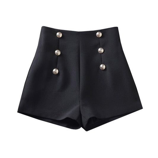 High Waist Double Breasted Design Suit Shorts