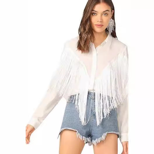 Fringe Long Sleeve Button Shirt