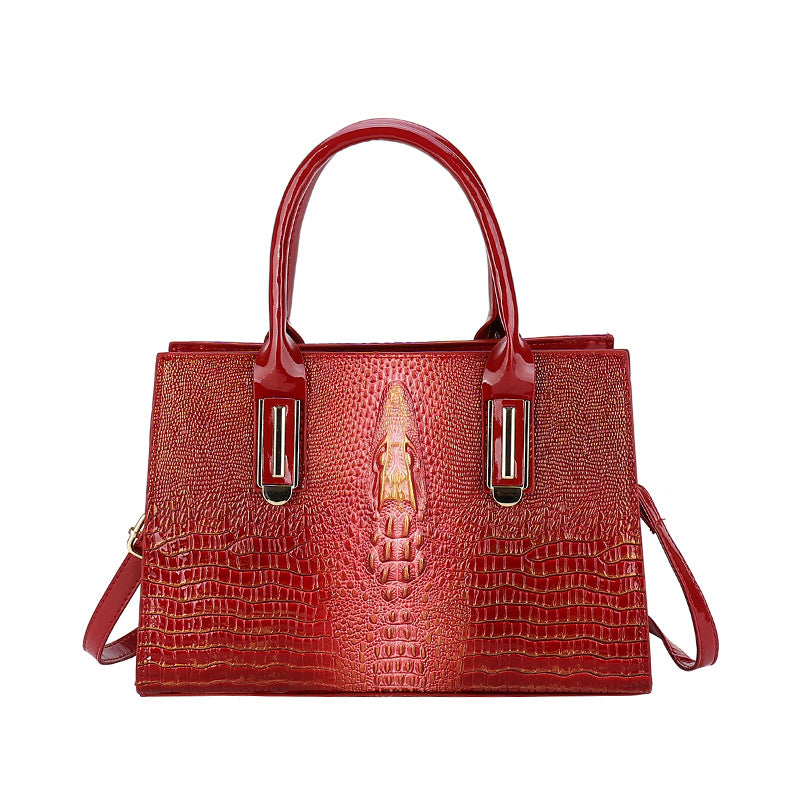 Leather Croc Patterned Handbag