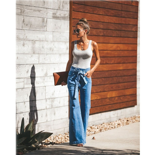 Tie Waist Flare Jeans