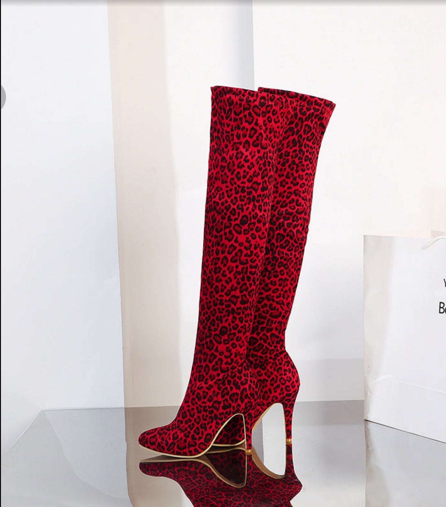 Leopard Print High Heel Boots