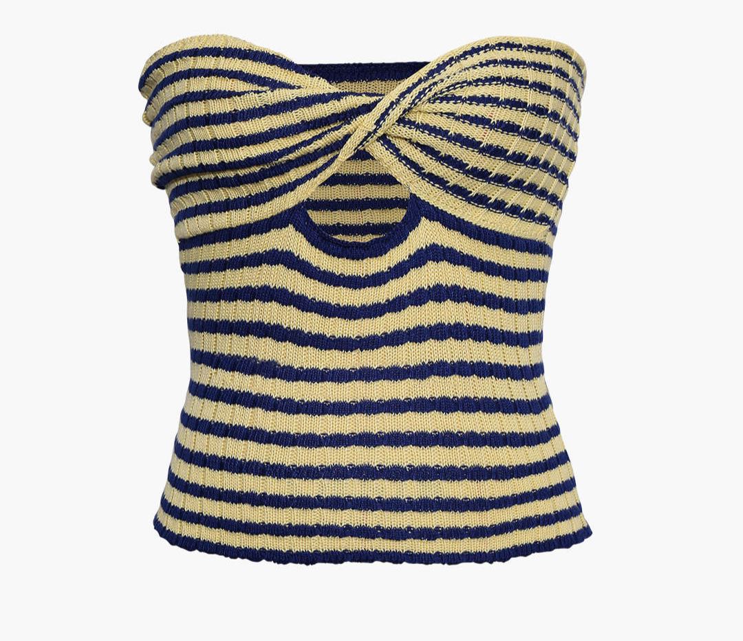 Striped Knitted Tube Top Vest Top