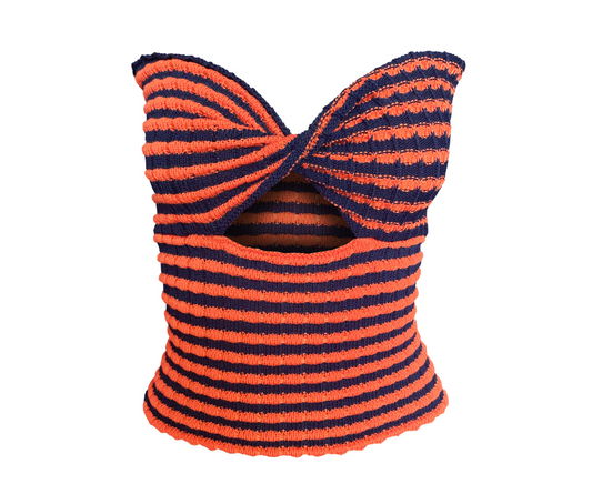 Striped Knitted Tube Top Vest Top