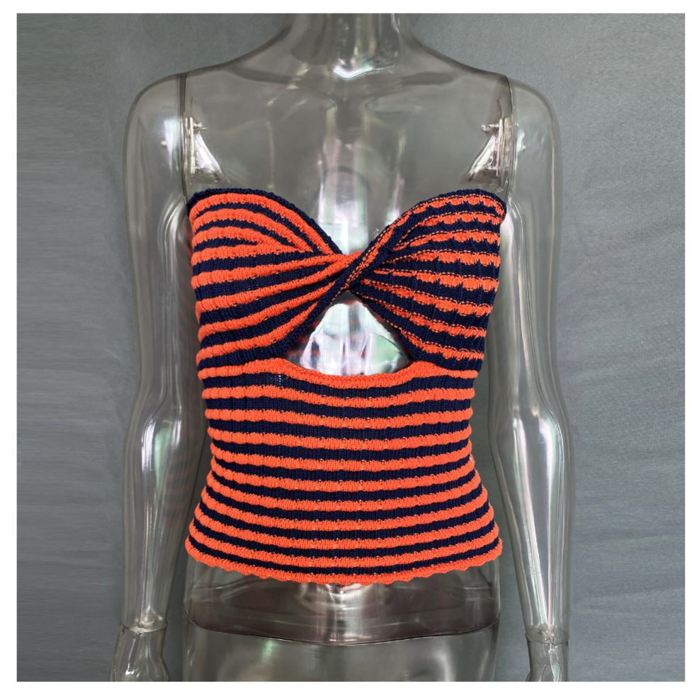 Striped Knitted Tube Top Vest Top