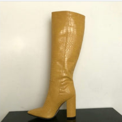 Fashion Leather Croc Print Boots