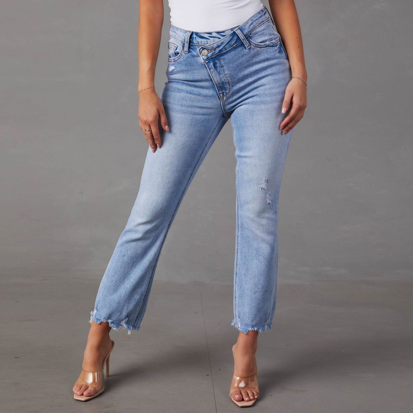 Fringe Ankle Blue Jeans