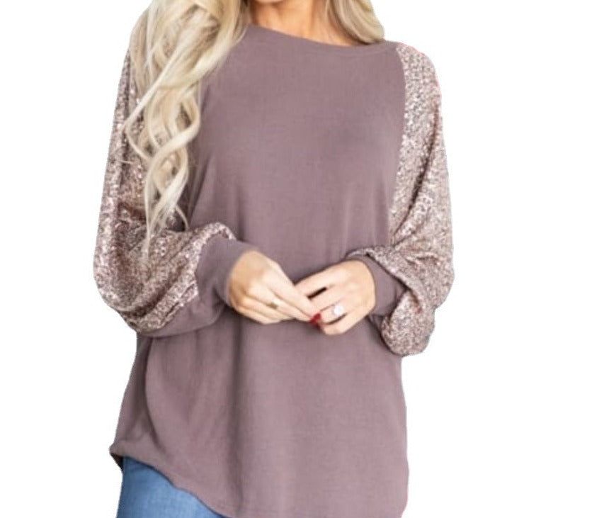 Sequins Long Sleeve Shirt