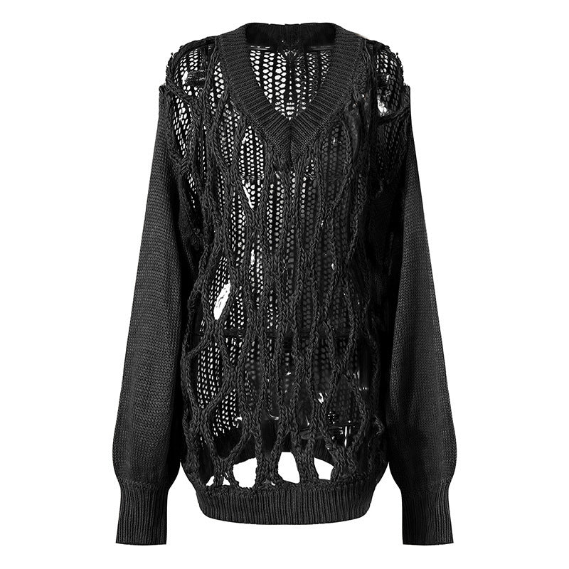 Loose Sleeve Net Sweater