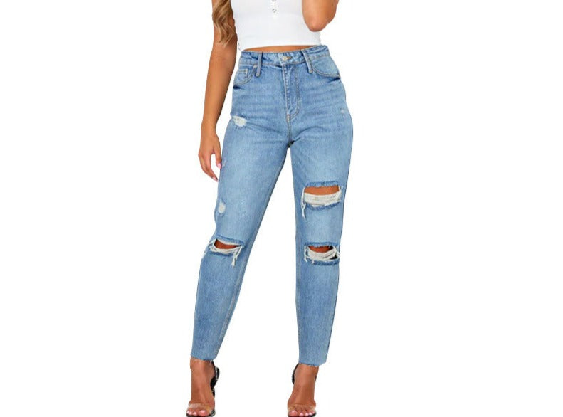 Fashion Ripped Blue Jeans