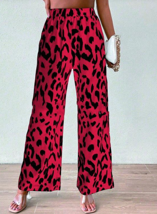 Women's Leopard Print Trousers With Pockets