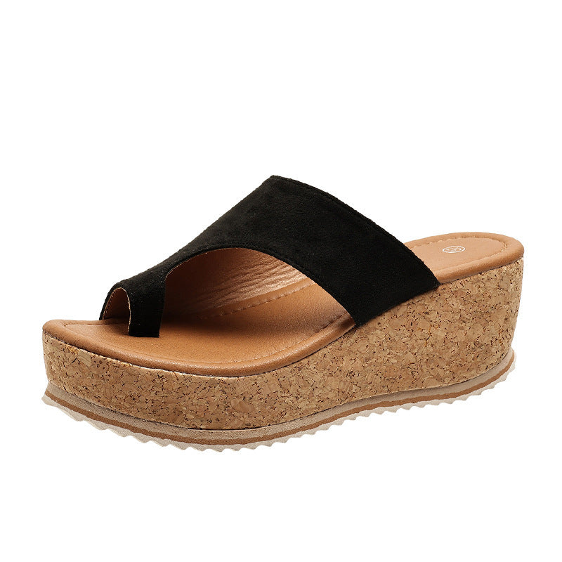 Leopard Print Wedge Thick-sole Flip Flops