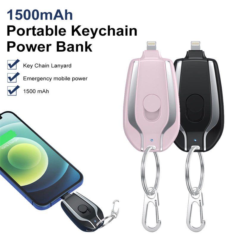 1500mAh Mini Power Keychain Charger With Type-C  Fast Charging Backup Power Bank