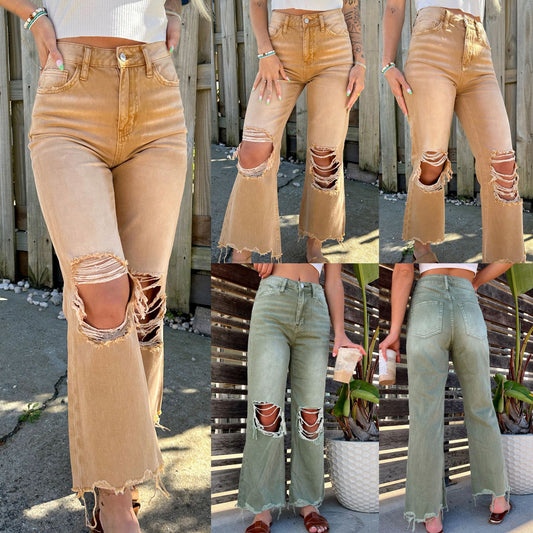 Ripped Wide Leg Jeans