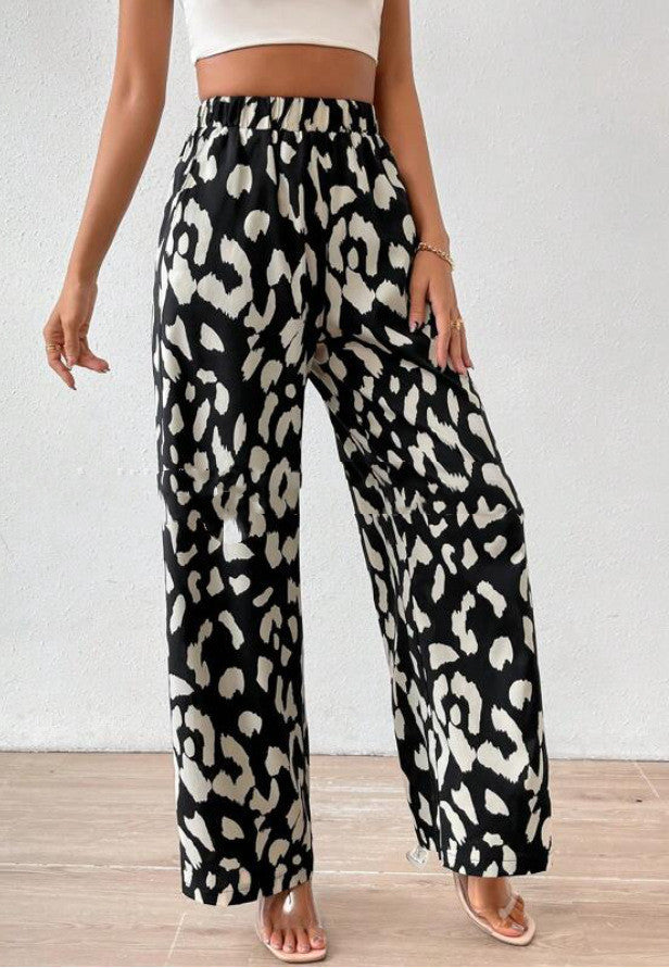 Women's Leopard Print Trousers With Pockets