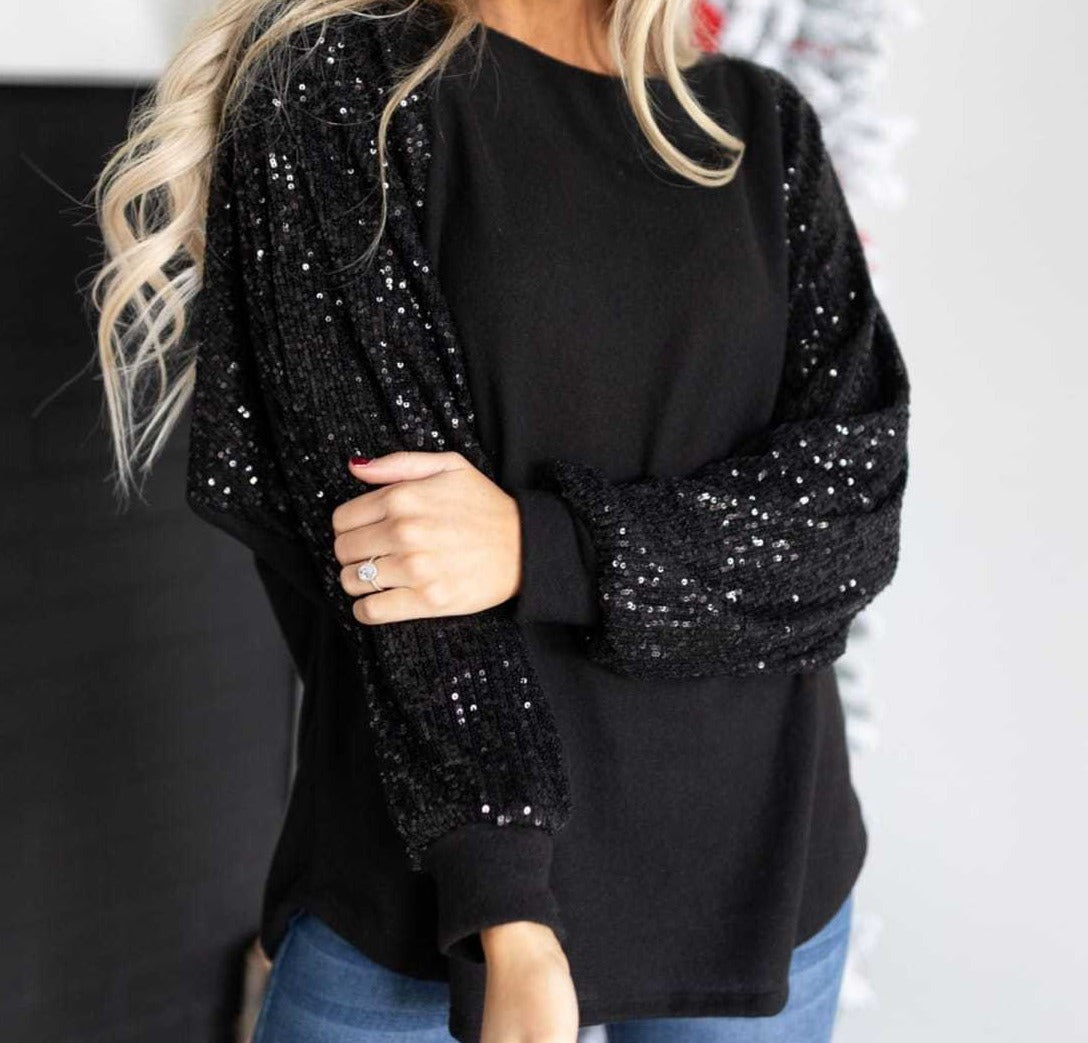 Sequins Long Sleeve Shirt