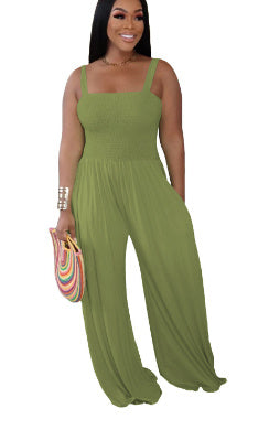 Solid Color Casual Tank Top Wide Leg Jumpsuit