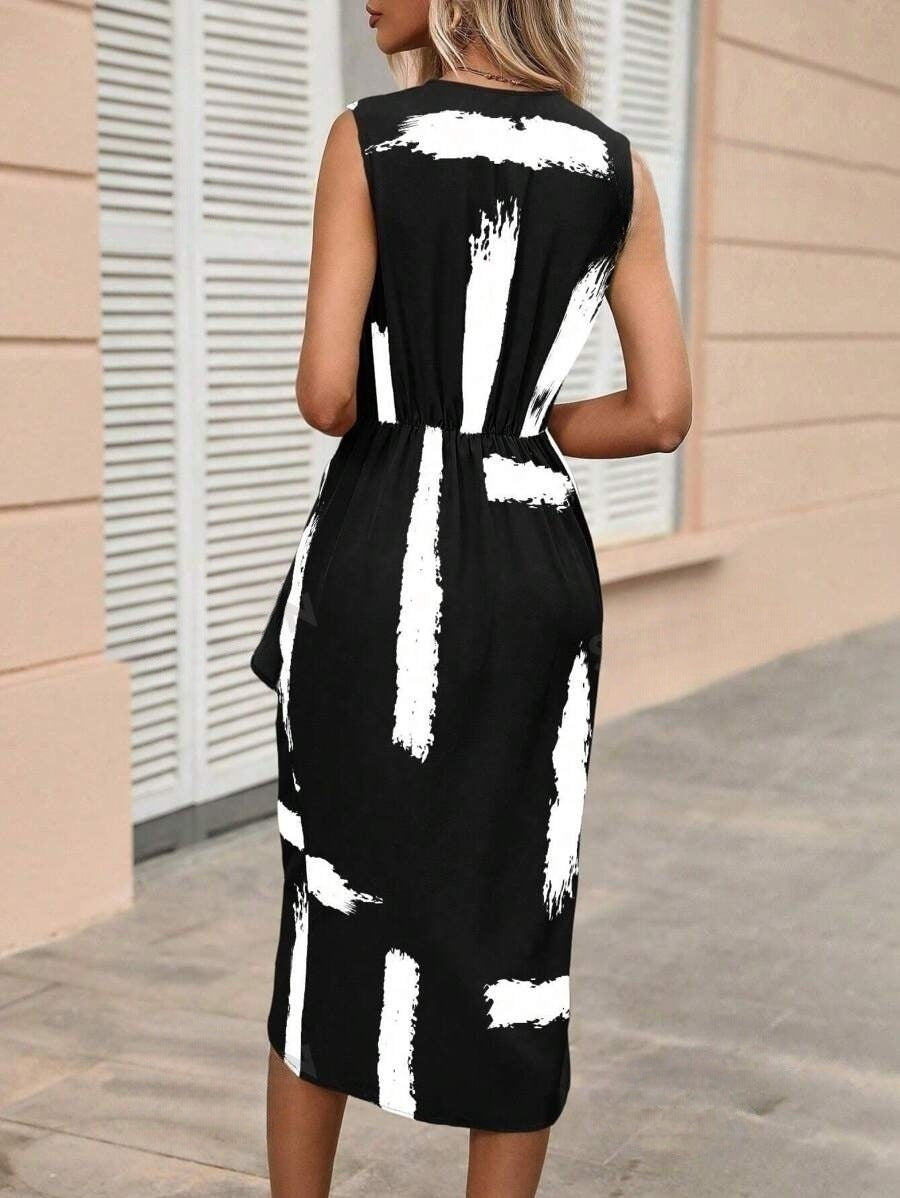 Fashion Flee Print Sleeveless Dress