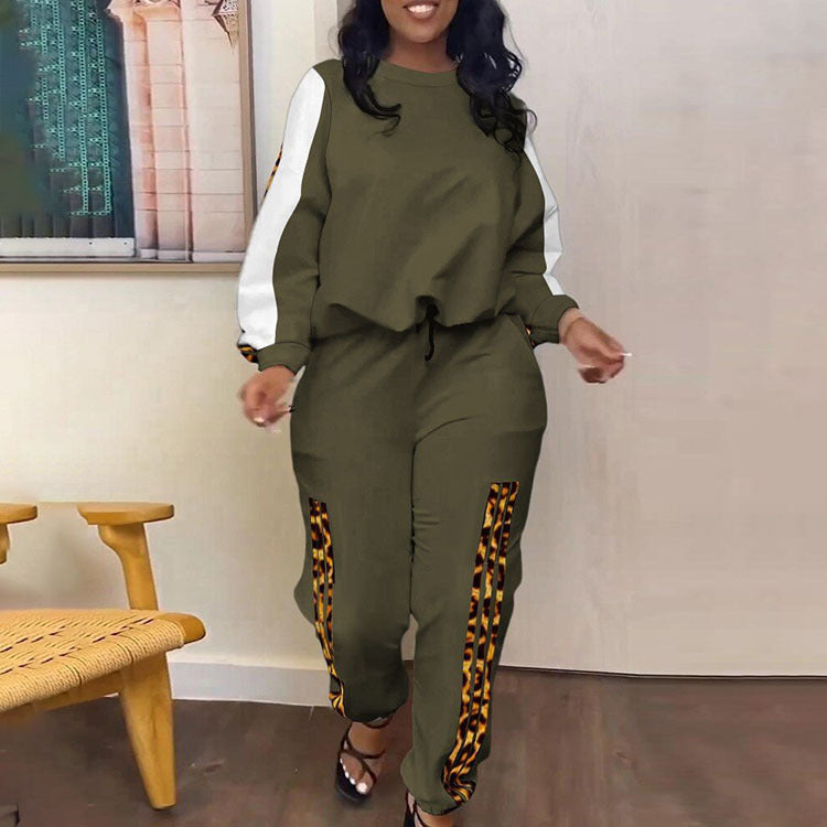 Casual Printed Trousers Pullover Suit