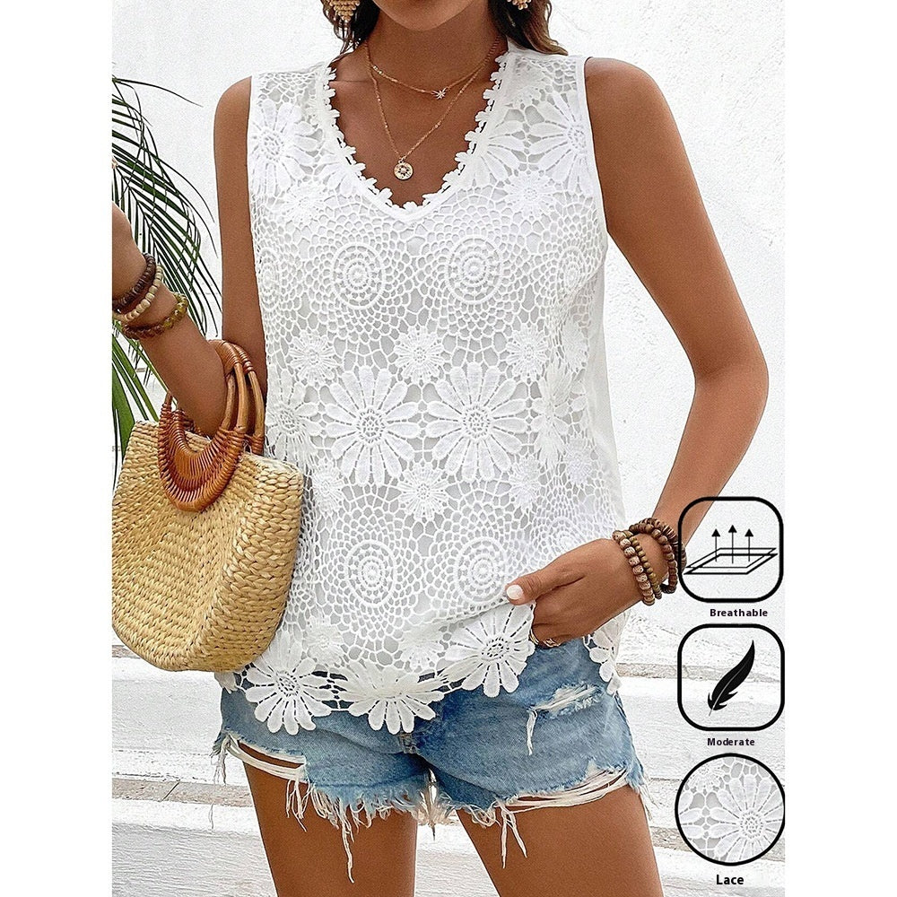 Tank Top Lace Flower Design Blouse