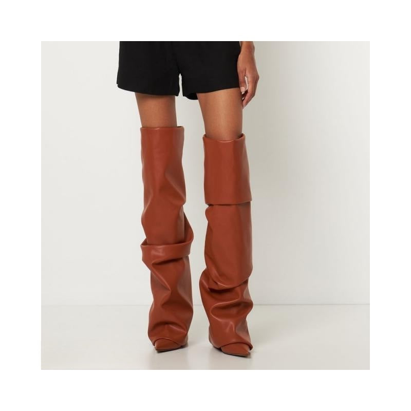 Leather Knee High Retro Boots