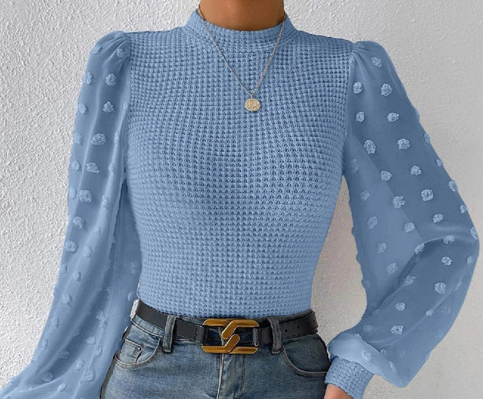 Knitwear Round Neck Stitching Long Sleeve Shirt