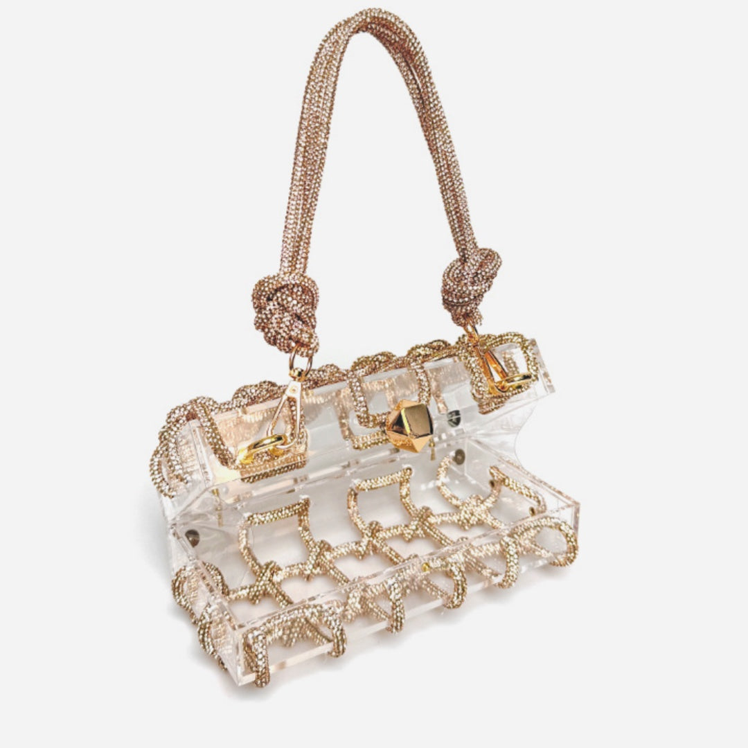 French Style Rhinestone Square Bag