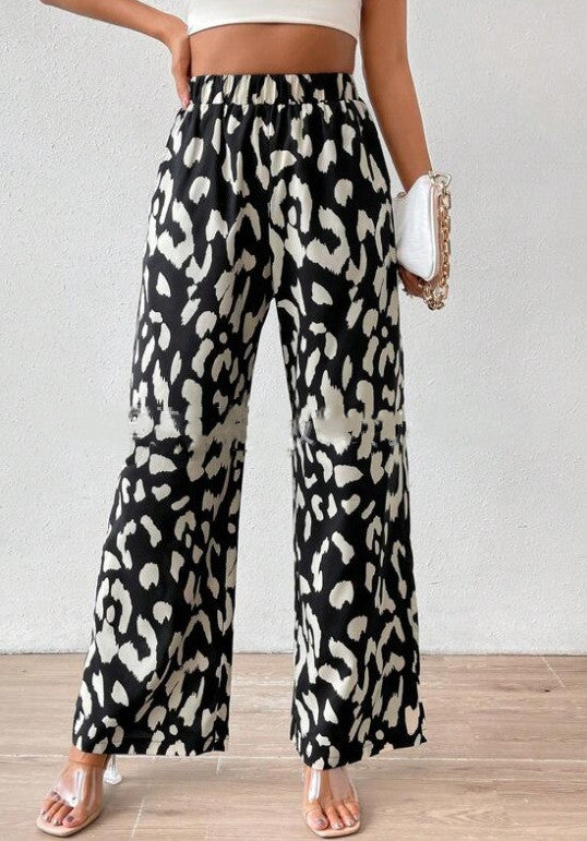 Women's Leopard Print Trousers With Pockets