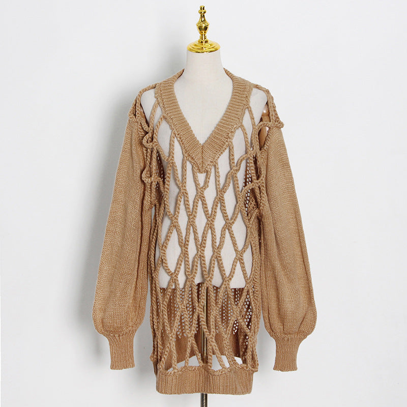 Loose Sleeve Net Sweater