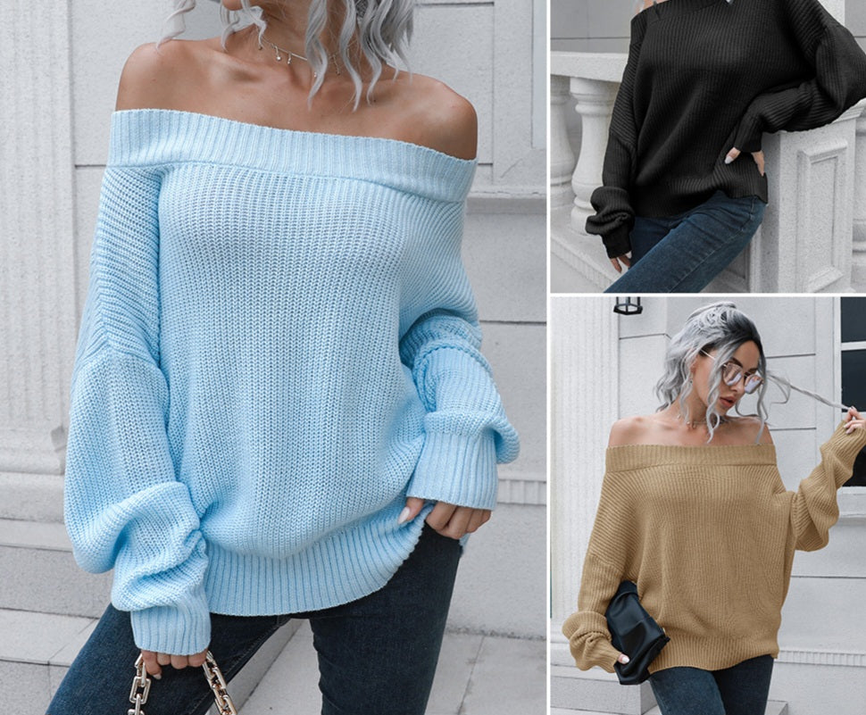 Casual Off-Shoulders Knit Sweater