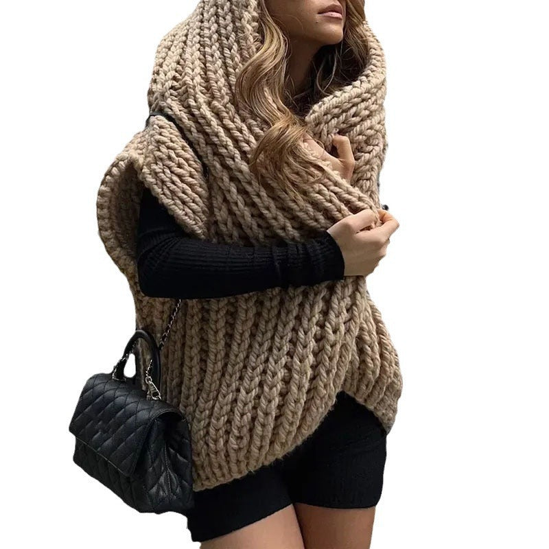 Hooded Knitted Cardigan Sweater