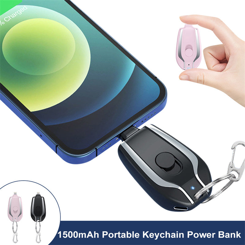 1500mAh Mini Power Keychain Charger With Type-C  Fast Charging Backup Power Bank