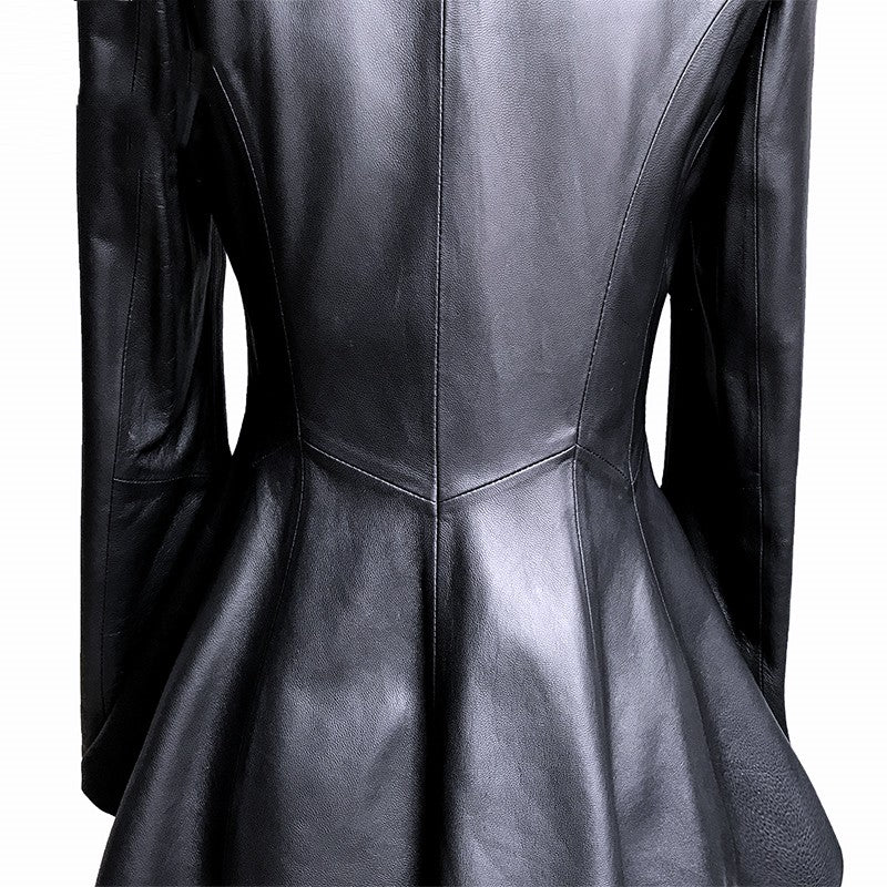 Leather Flare-out Jacket