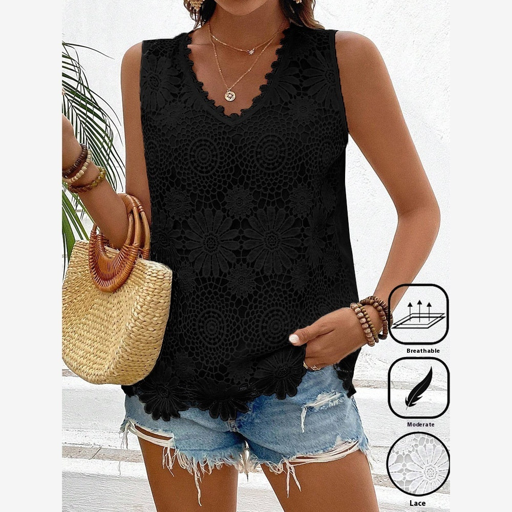 Tank Top Lace Flower Design Blouse