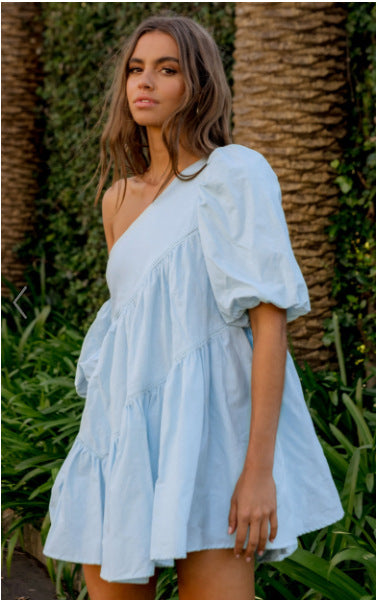 Casual Loose Off-the-shoulder Puff Sleeve Dress