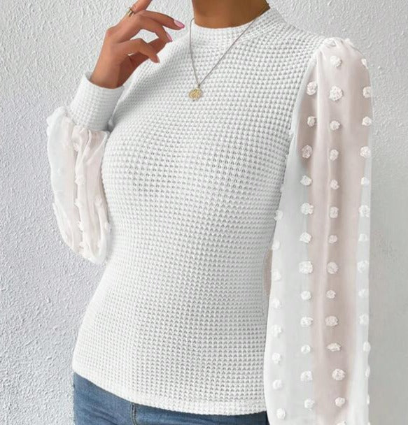 Knitwear Round Neck Stitching Long Sleeve Shirt