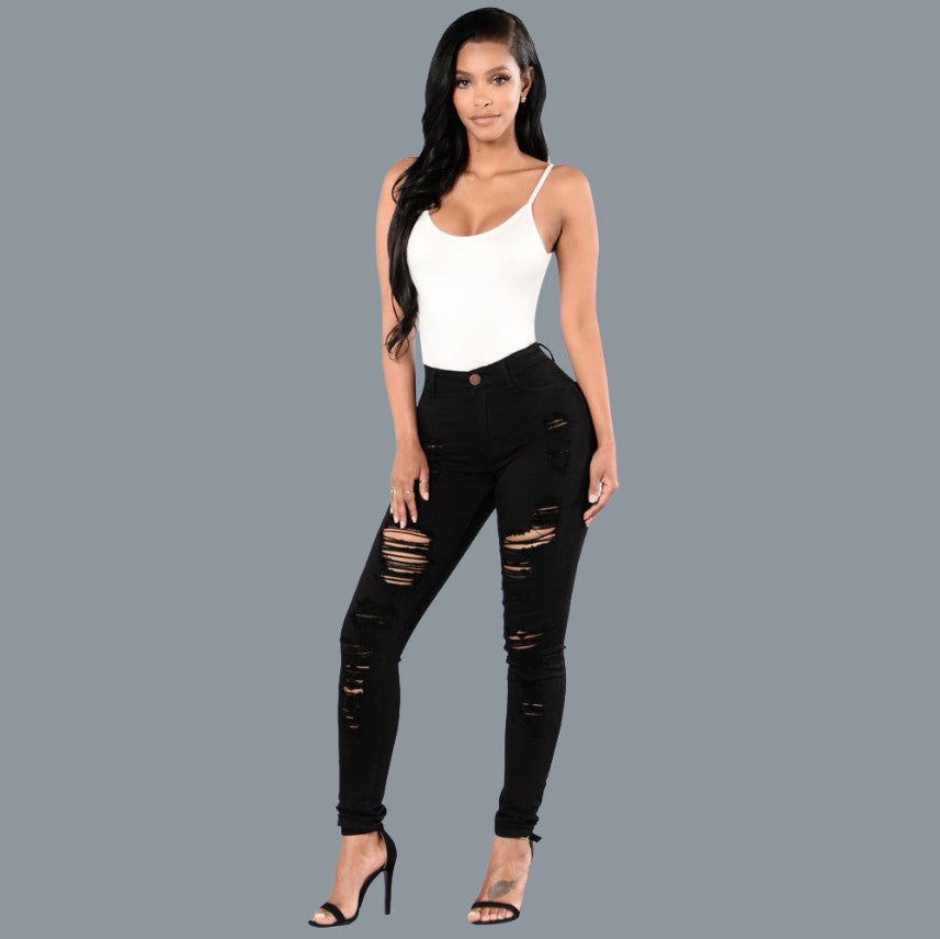 Slim-fit Multi-color Knee Ripped Jeans Repair