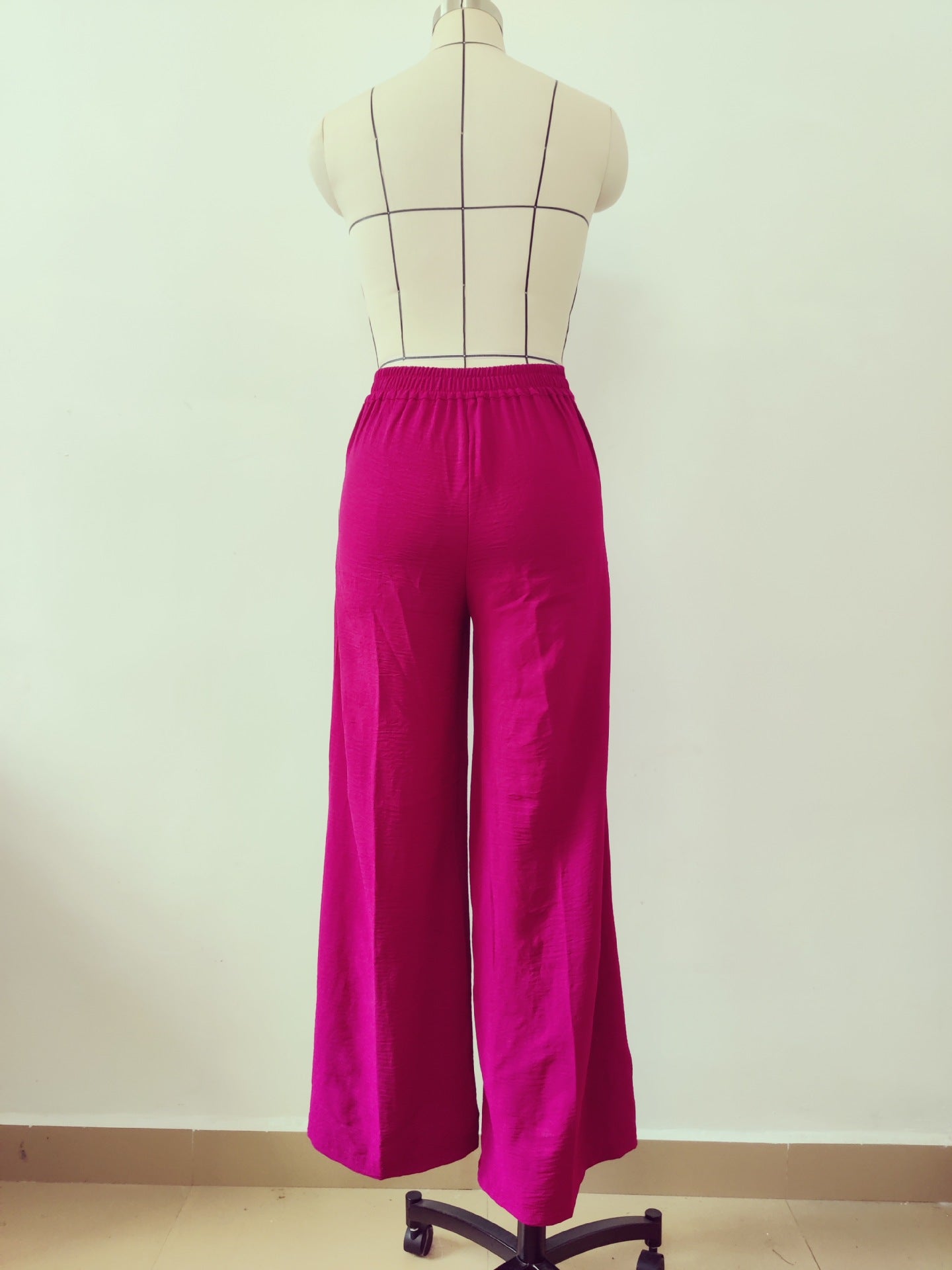 Solid Color Pleated Wide-leg Pants