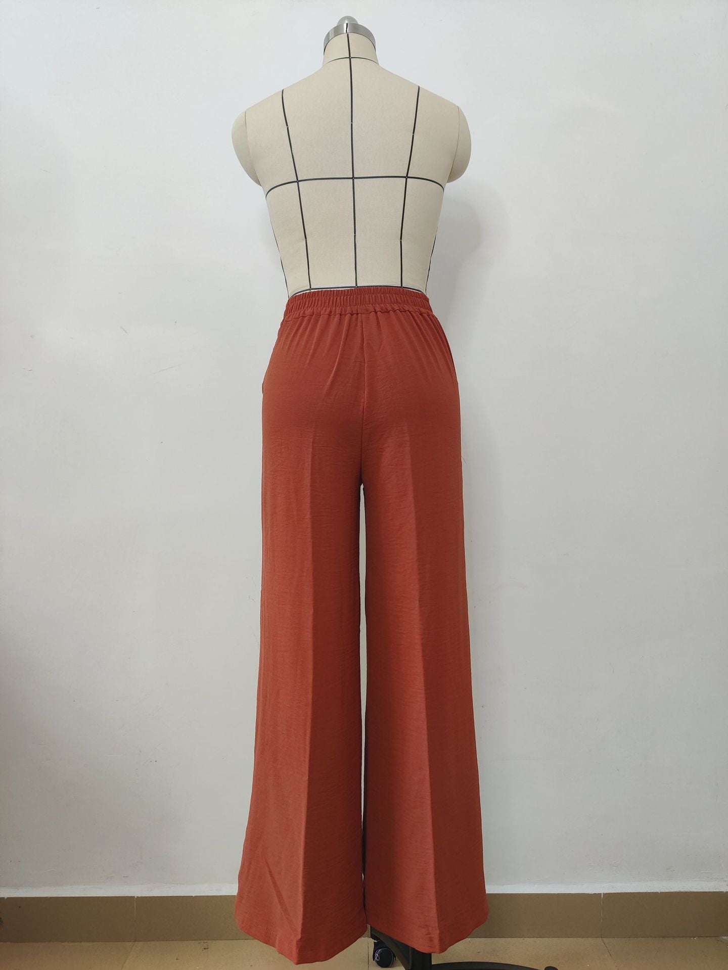 Solid Color Pleated Wide-leg Pants