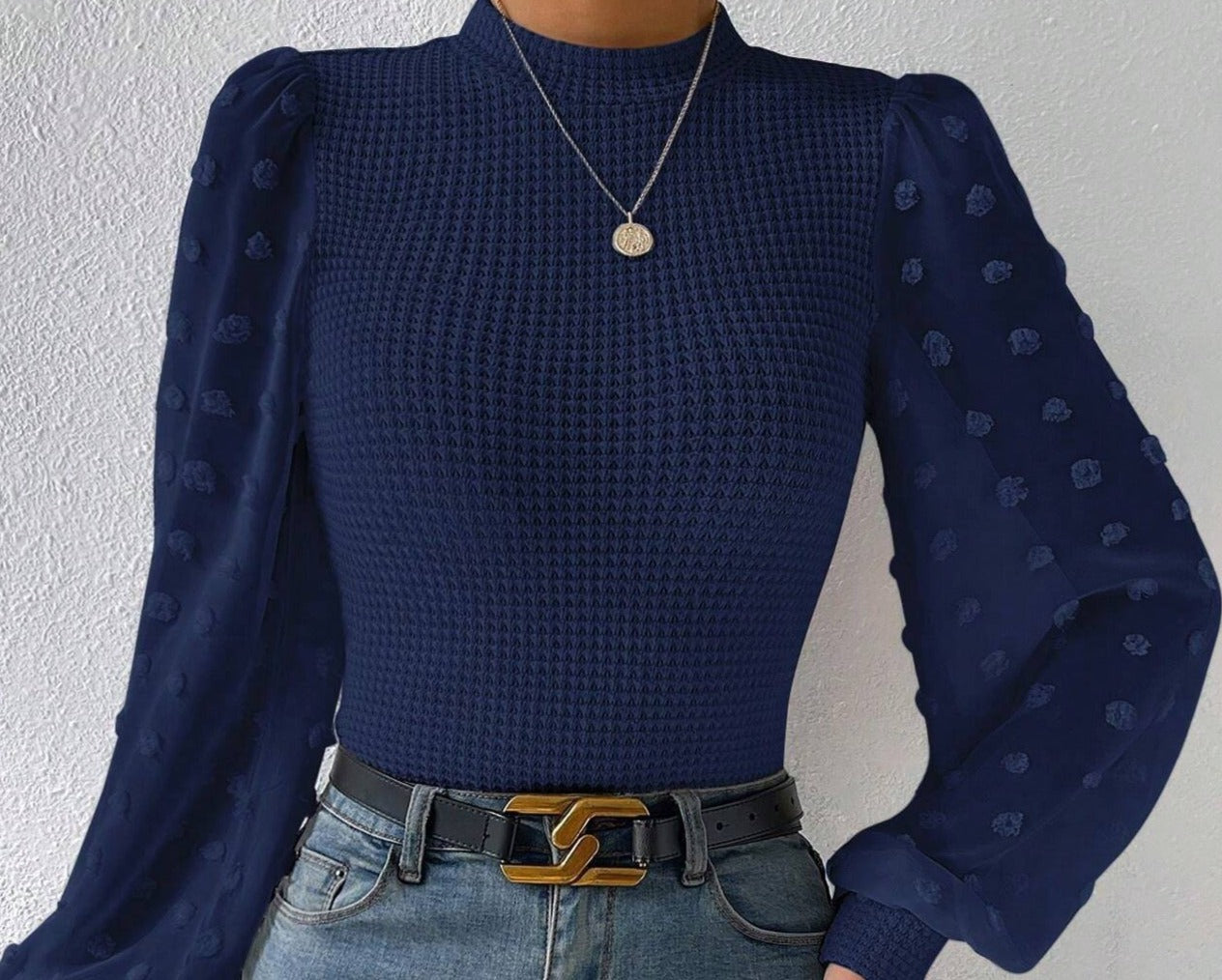 Knitwear Round Neck Stitching Long Sleeve Shirt