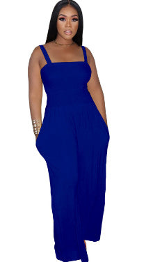 Solid Color Casual Tank Top Wide Leg Jumpsuit