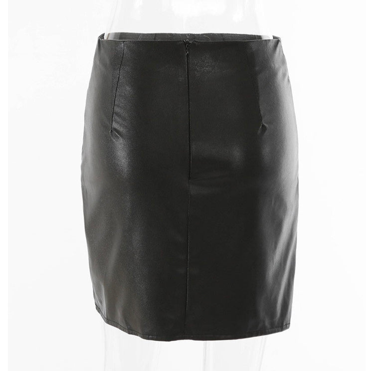 Discounted Leather Wrap Mini Skirt