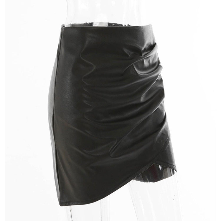 Discounted Leather Wrap Mini Skirt