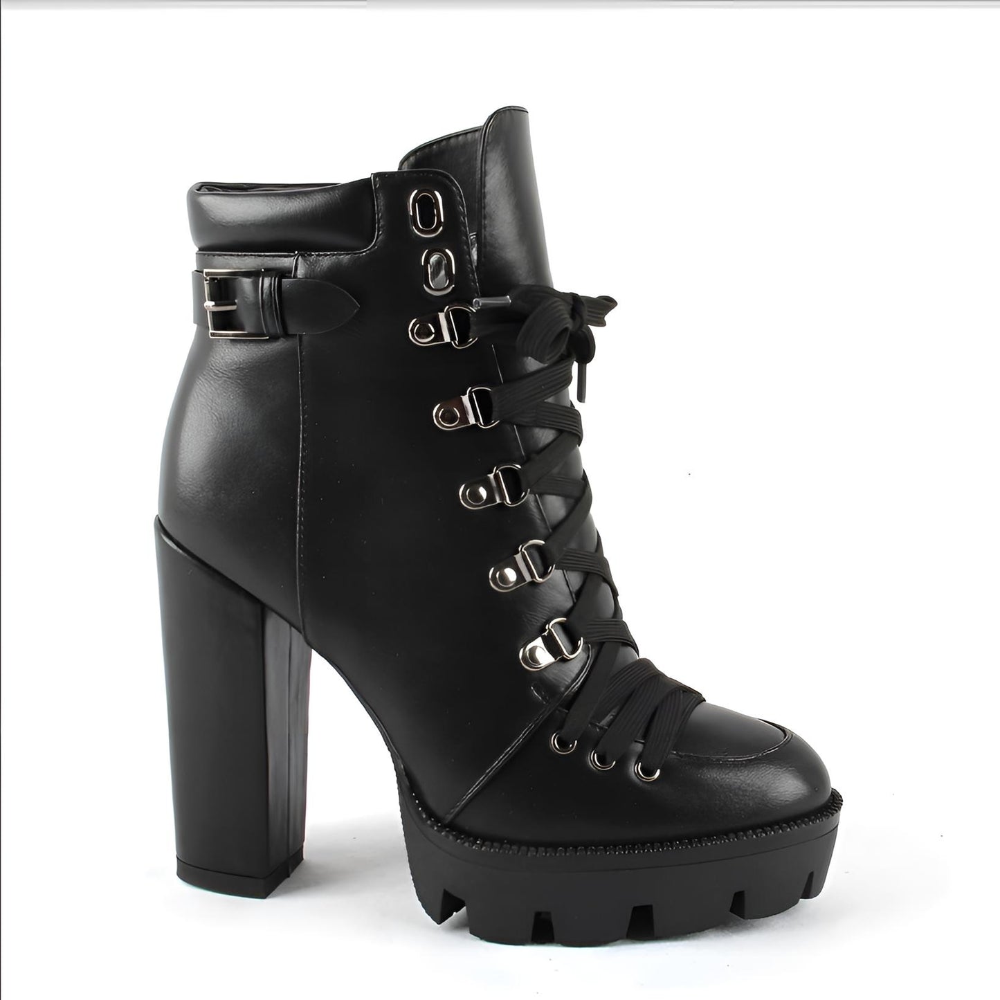 Leather High Heel Mid-heel Boots Thick Heel