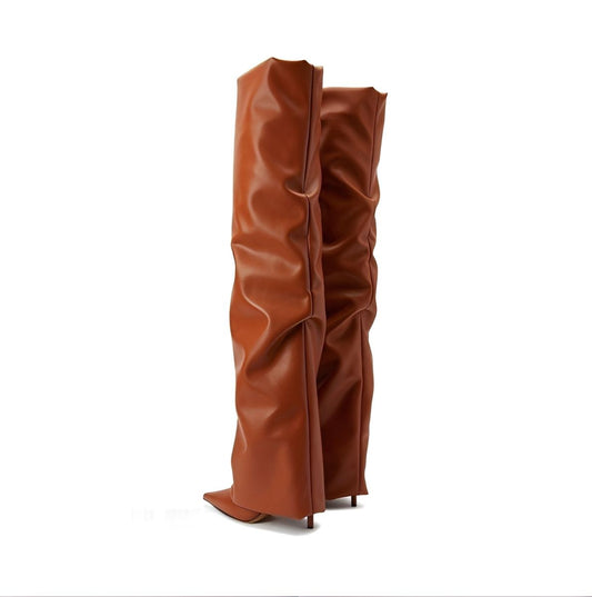 Leather Knee High Retro Boots